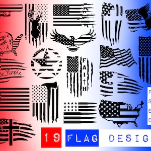 Amerikanische Flagge SVG Bundle, rot weiß und blau, Gewehr SVG, Adler SVG, Cricut Cut Dateien