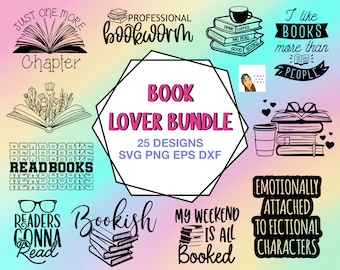 Book lover SVG bundle, book nerd SVG, bookworm SVG, books svg, reading svg, png, cricut, silhouette