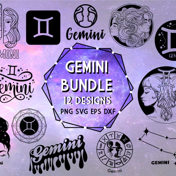 Gemini zodiac astrological sign bundle, Gemini SVG, zodiac sign SVG, astrological sign SVG, png, cricut cut files, silhouette files