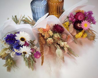 Mini Dried Flower Posies | With Or Without Vase |  British Grown | Floral Long Lasting Gift