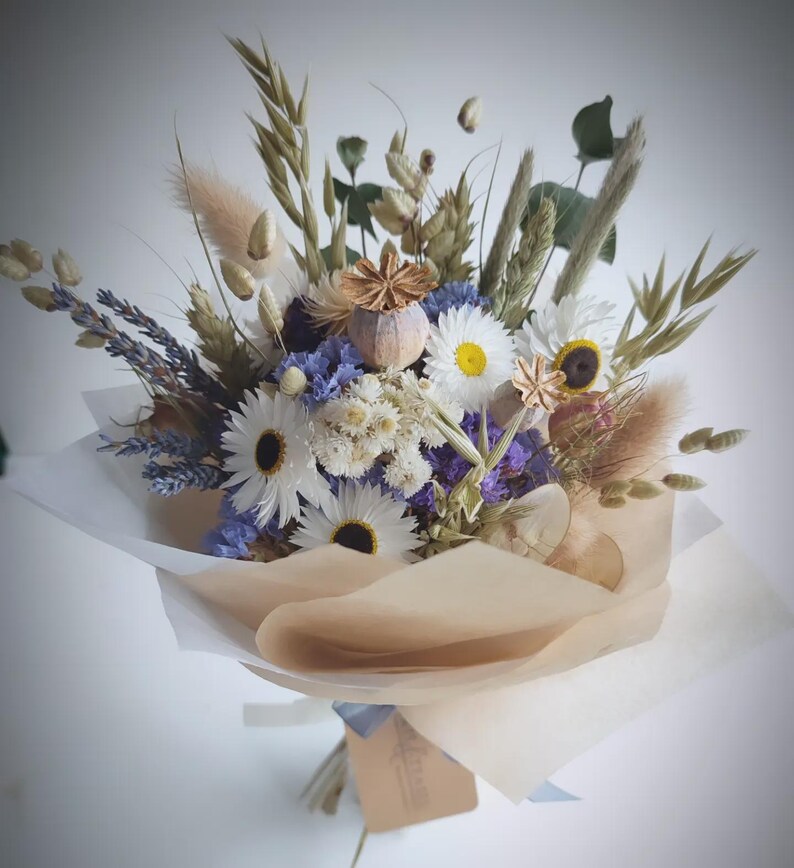 Azure Blue Dried Flower Bouquet Or Posy | Gift Bouquets | British Grown Azure Posy