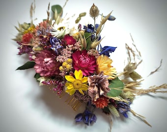 Bespoke Dried Flower Hair Comb | Luxury Wedding & Floral Hair Accessories | Customised Colours