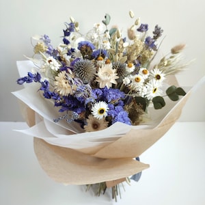 Azure Blue Dried Flower Bouquet Or Posy | Gift Bouquets | British Grown Azure Bouquet