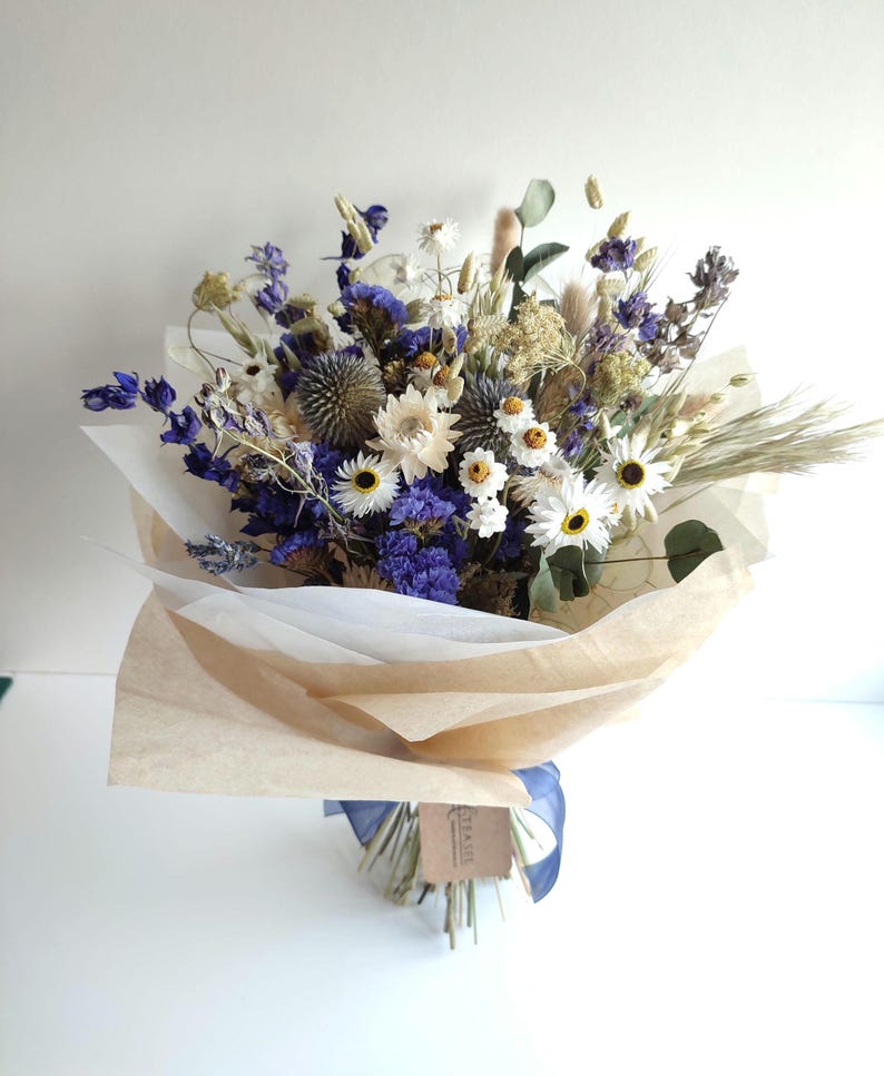 Azure Blue Dried Flower Bouquet Or Posy | Gift Bouquets | British Grown image 2