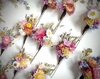 Bespoke Dried Flower Hair Pins | Customised Colours | Wedding Accessories | British Grown Flowers