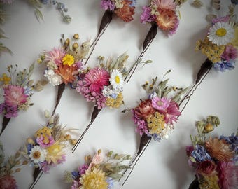 Bespoke Dried Flower Hair Pins | Customised Colours | Wedding Accessories | British Grown Flowers