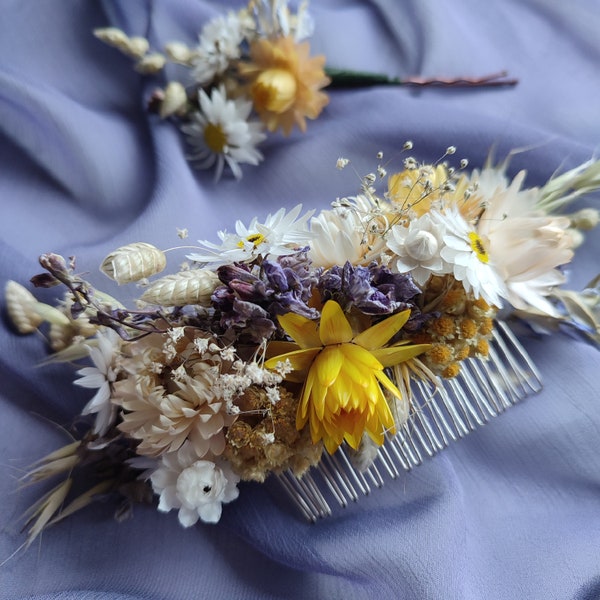 Dried Flower Wedding Hair Accessories | Hair Comb | Hair Grips | British Flowers | Bride | Natural