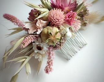 Pink Dried Flower Hair Combs | Wedding Hair Accessories | Made To Order