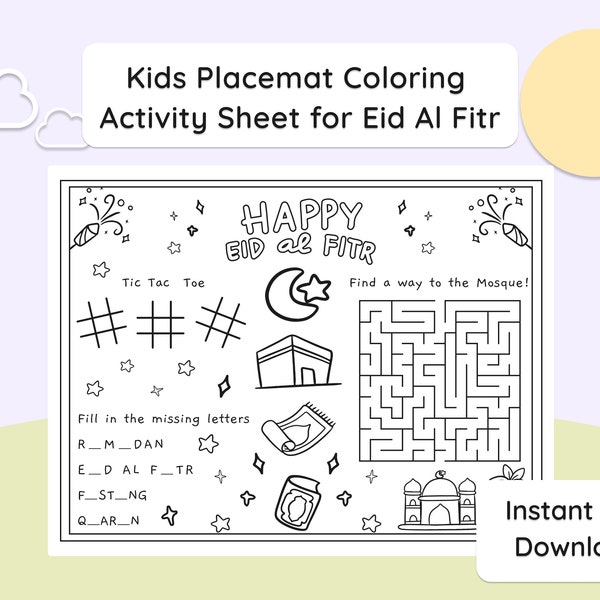 Kids Colouring Activity Sheet | Eid Al Fitr | Printable