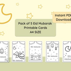 Eid Mubarak Karten zum Ausdrucken | Ramadan | Kinderaktivität | Muslim | Eid Al Fitr | A4 Größe | Sofortiger digitaler Download