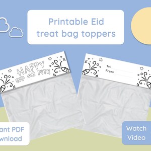 Topper imprimable de sac de friandises de l’Aïd | Sacs à butin | Cadeaux de l'Aïd pour les enfants | Musulman | Cadeau |