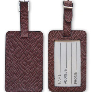 Football Luggage Tag - made from actual football materials