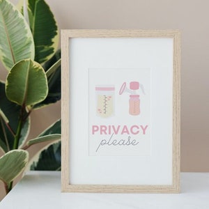 Cute Pumping Sign for Work Printable - Privacy Please Sign - Pumping Door Sign - Breastfeeding Sign for Office - Simple, cute, pink pump