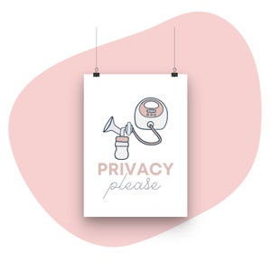 Pumping Sign for Work Printable - Privacy Please Sign - Pumping Door Sign - Breastfeeding Sign for Office - Simple, cute, pink pump