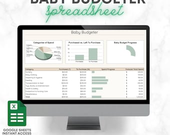 Baby Budgeter Spreadsheet, Pregnancy Financial Planning, Newborn Checklist (Google Sheets)