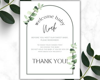 New Baby Rules for Visitors (EDITABLE!) - Hospital Door Sign for Newborn -Rules for Visiting New Baby Printable/Neutral Greenery Boy or Girl