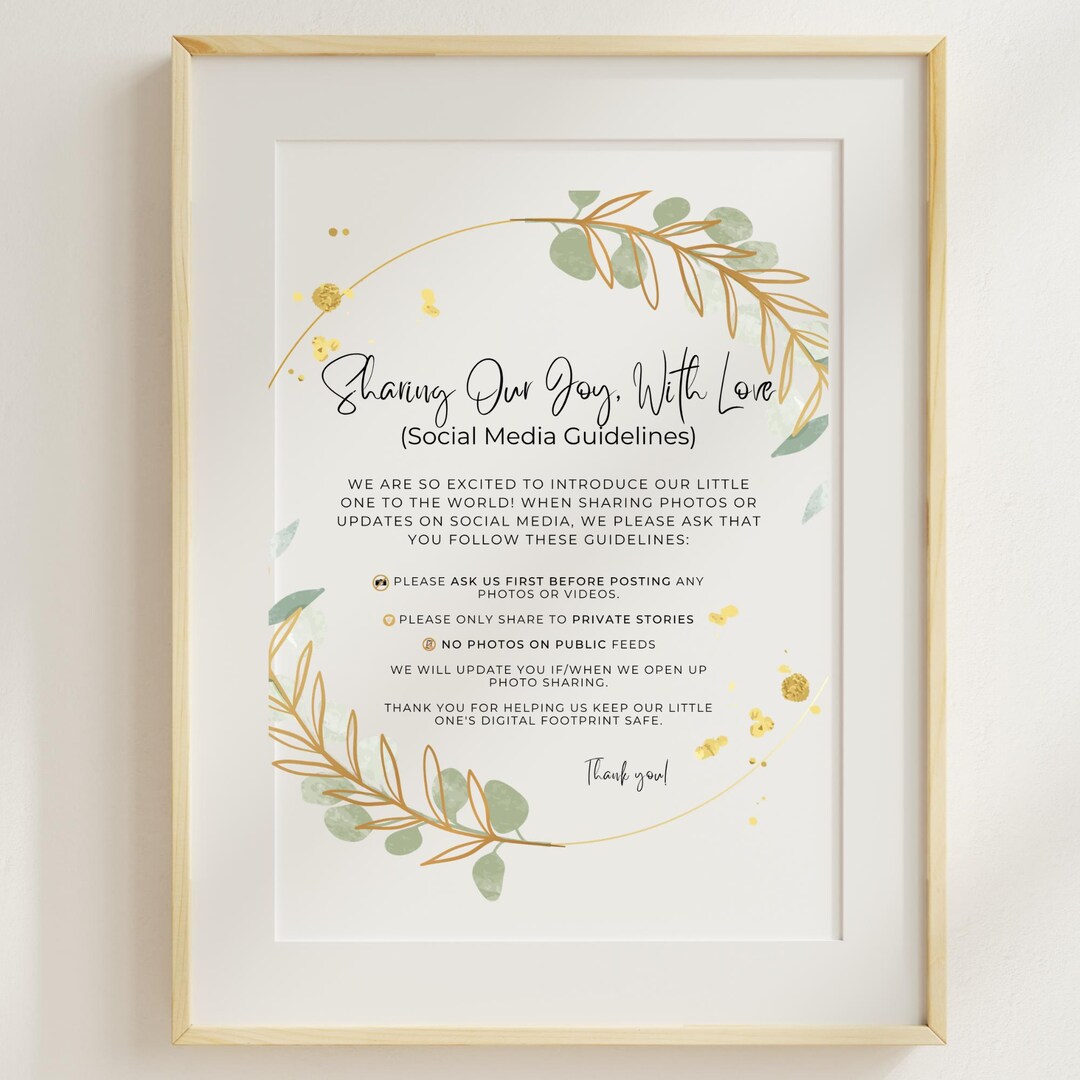 Social Media Guidelines Baby Sign, Newborn Privacy Sign Printable ...