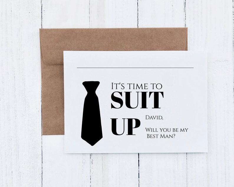 Suit up Card Template Groomsmen Proposal Printable Modern - Etsy