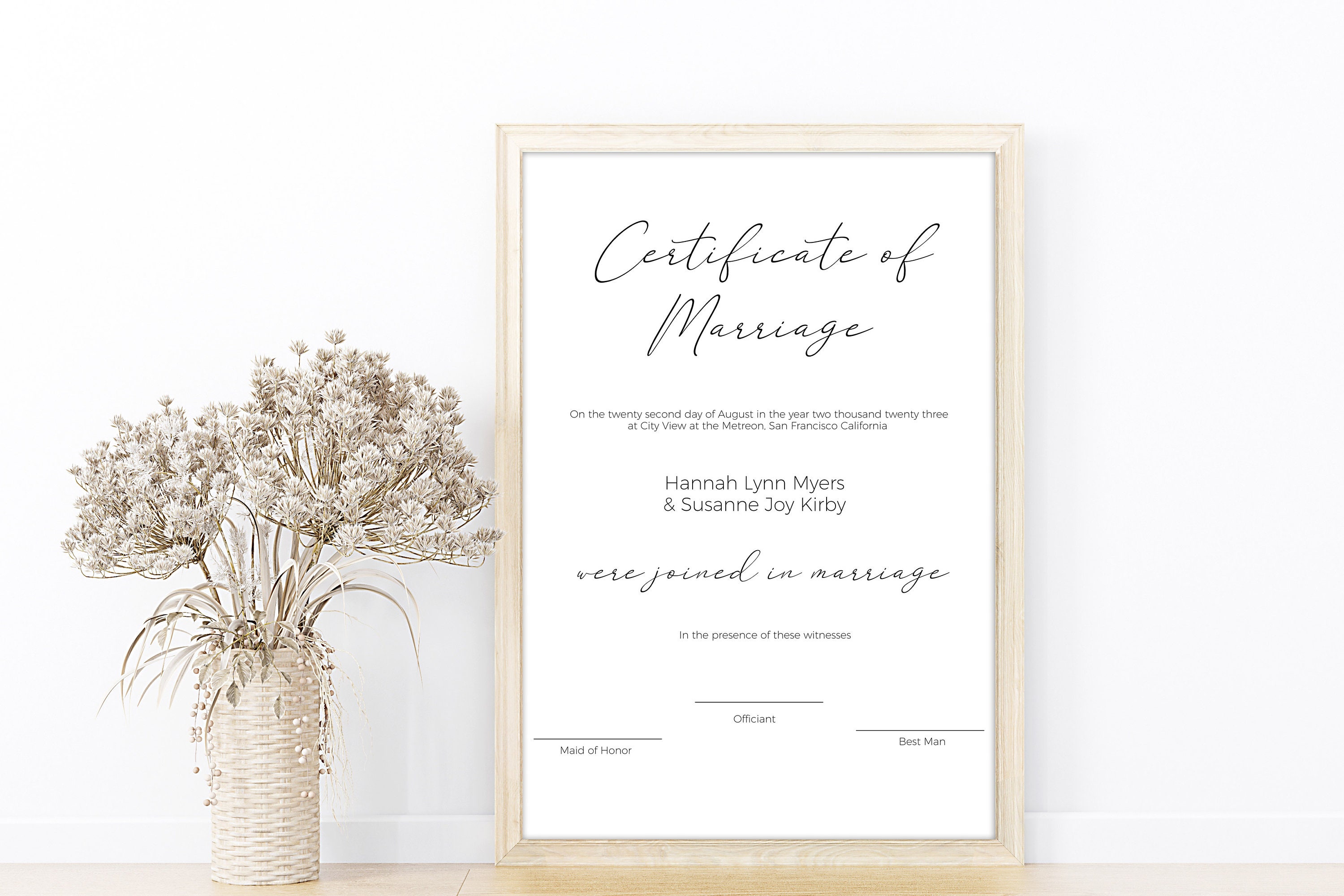 Printable Marriage Certificate Template Minimalist Design - Etsy