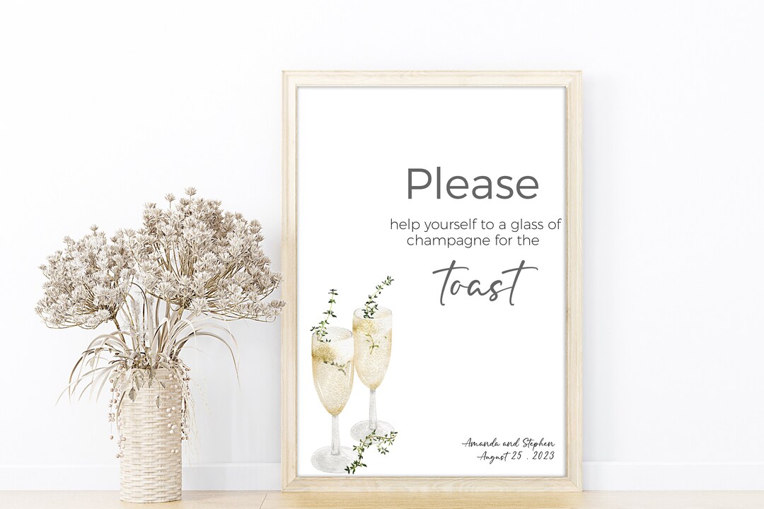 Minimalist Wedding Toast Sign, Modern Wedding Toast Sign Template, Wedding Signs, Shower Toast