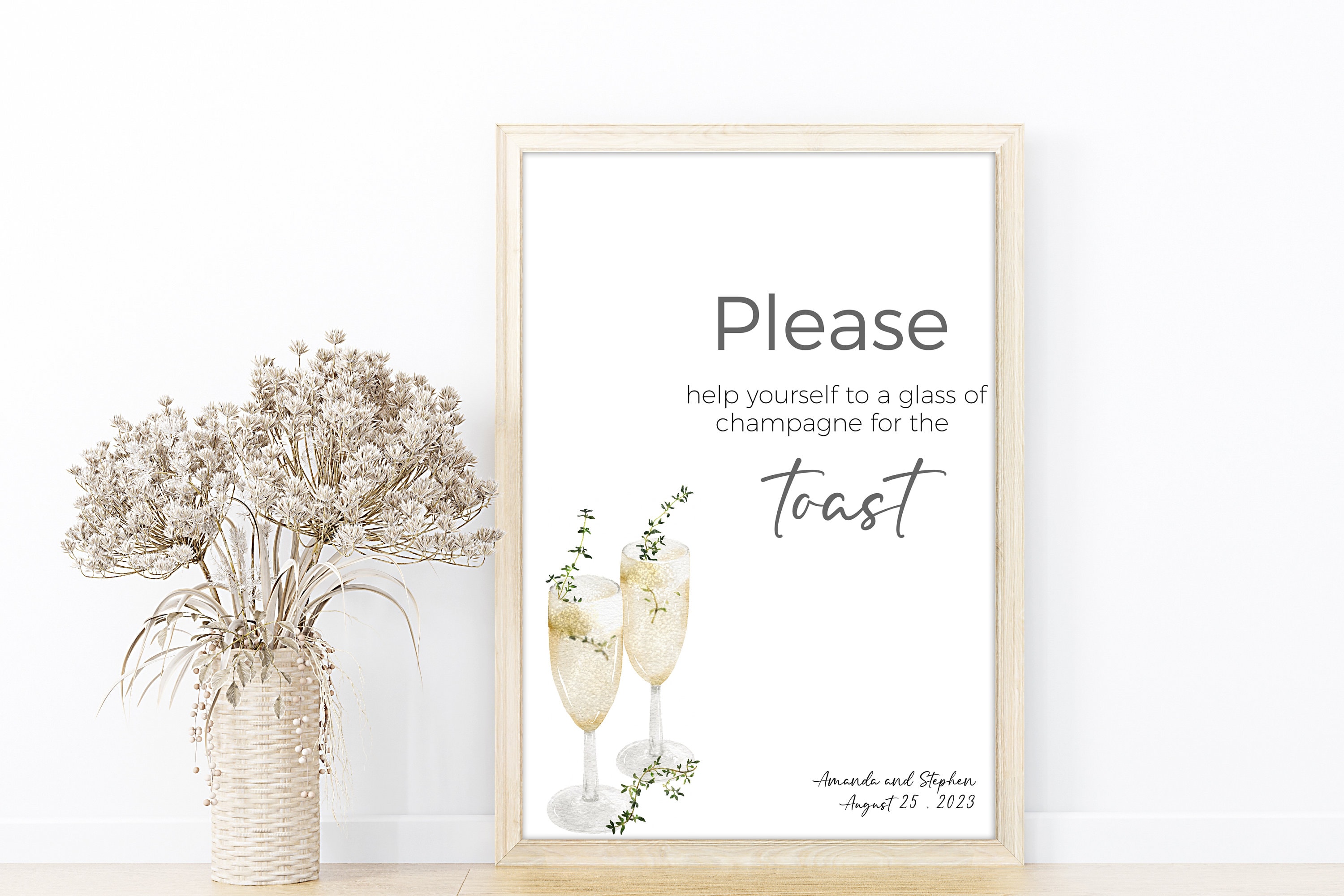 Minimalist Wedding Toast Sign, Modern Wedding Toast Sign Template