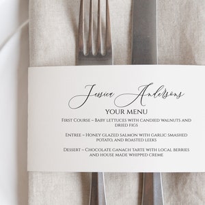 Wedding Napkin Wrap Template Wedding Menu Belly Band Template, Wedding ...