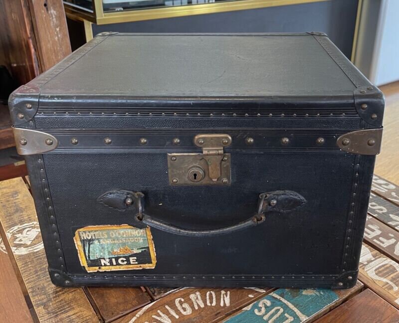 Impressive Huge Antique Goyard Steamer Trunk Tray & Liner 