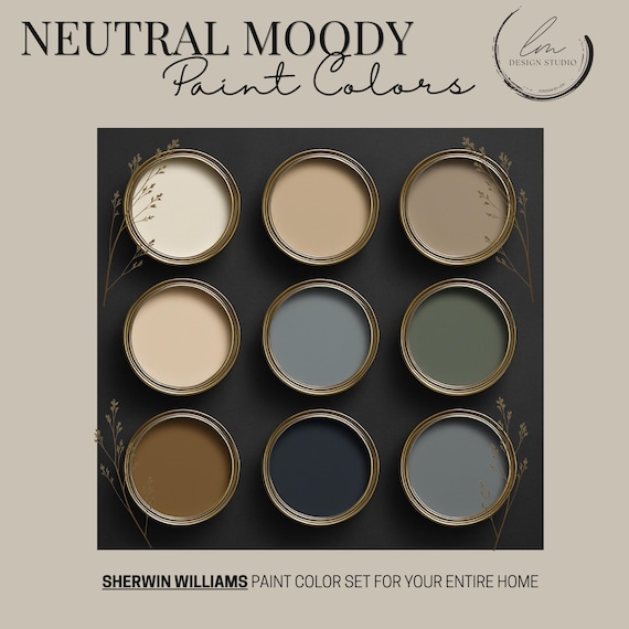 Neutral Moody Whole Home Paint Color Palette Sherwin Williams
