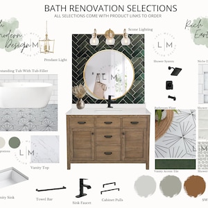 Interior Design, E-Design, Bathroom Mood board, Tile Design,Home Decor, Virtual Design, Room Design, Modern, Rustic, Earthy, Boho, Farmhouse