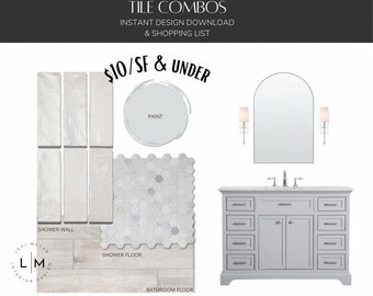 Premade Interior Design Mood Board, Tile, Bathroom Ideas, Virtual Design, Bathroom Design, Remodel, Online Design Service, Decorator