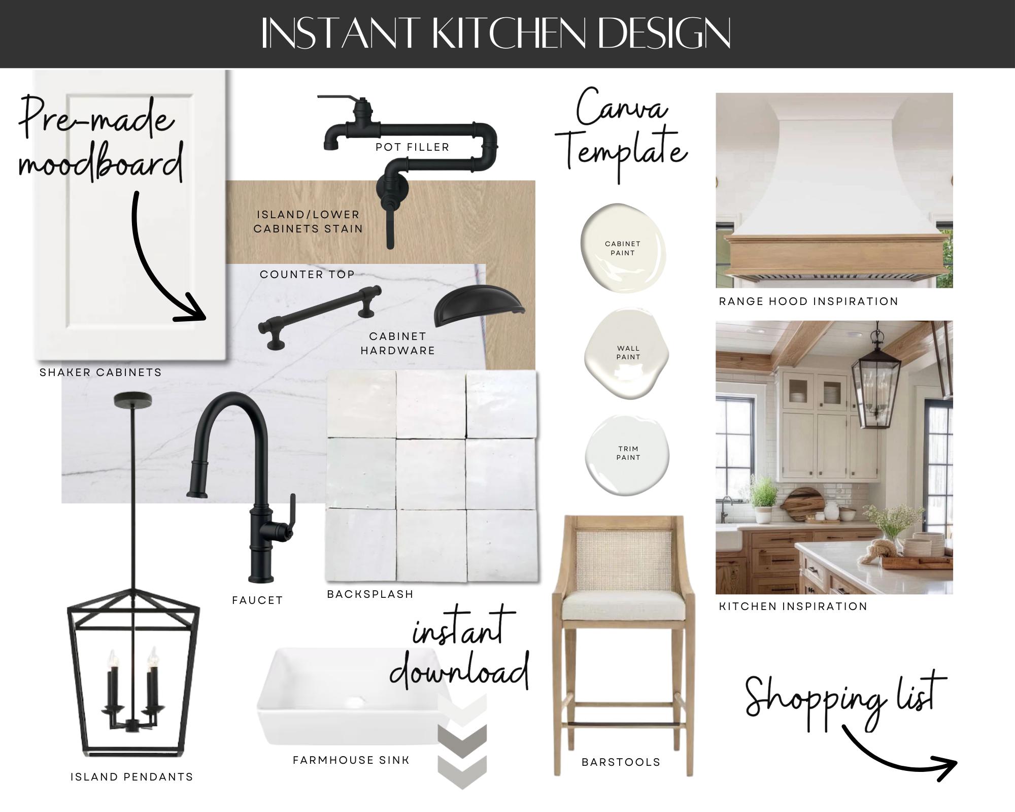 Premade Farmhouse Kitchen Mood Board, Editable Canva Template, Shopping ...