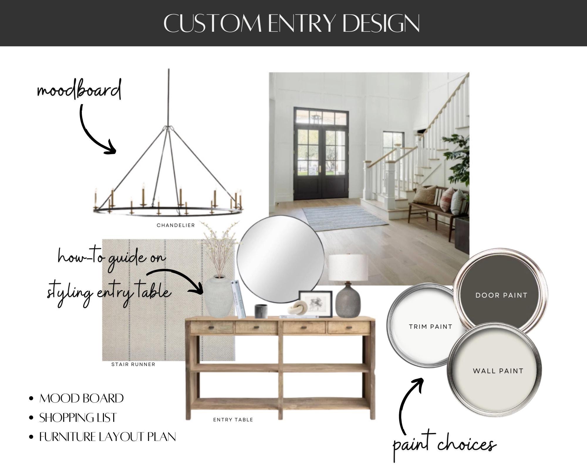 Custom Online Interior Design Services for Entry Foyer Moodboard ...