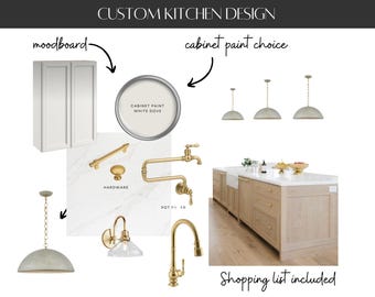 Custom Online Interior Design Services for Kitchen Design Moodboard & Shopping List, Virtual Interior Design, Home Decor, Online Decorator