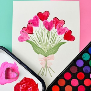Blumenherz Kunst, Valentine Craft, Vorschule Valentine, Valentinstag, Kinder Valentinstag Karte, Valentinstag Geschenk, Valentinstag druckbare