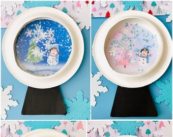 Snowglobe Paper Plate Craft Printable: Christmas Winter Activity (Digital Download)