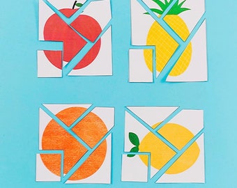 Fruit Puzzles Printable: Kids Color Learning (Digital Download)