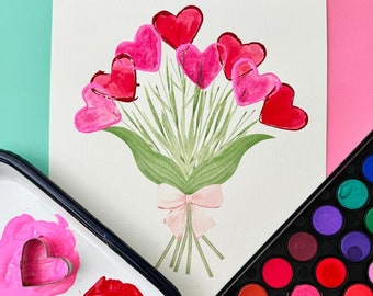 Arte del corazón de flores, artesanía de San Valentín, San Valentín preescolar, tarjeta de San Valentín, tarjeta de San Valentín para niños, favor de San Valentín, San Valentín imprimible