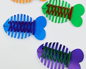 Fish Threading Activity: Color Learning, Fine Motor Skills (Digital Download)