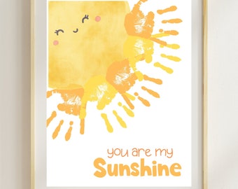You Are My Sunshine Handprint Art, Mother's Day Handprint Art, Mother's Day Printable, Mother's Day Craft, Mother's Day Card, Handprint Art