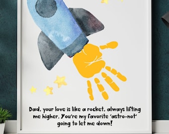 Father's Day Handprint Art: Rocket, Trophy, Dinosaur (Digital Download)