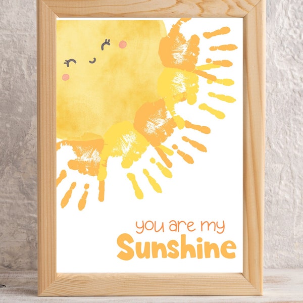 You Are My Sunshine Handprint Art, Art de l'empreinte de la main de la fête des Mères, Fête des Mères imprimable, Artisanat de la fête des Mères, Carte de fête des Mères, Art de l'empreinte de la main