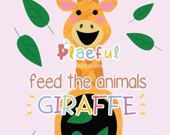 Die Tiere füttern Vorschule Printable: Giraffe Lernaktivität (Digitaler Download)