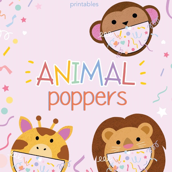 Animal Craft, Animal Printable, Preschool Animal Craft, Preschool Printables, Kids Printables, Confetti Favor, Party Animal, Confetti Popper