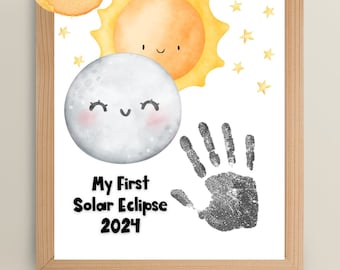 Solar Eclipse 2024 Handprint Art, Sun and Moon Handprint Art, Solar Eclipse Printable, Solar Eclipse Craft, Handprint Craft