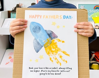 Father's Day Handprint Art: Rocket, Trophy, Dinosaur (Digital Download)