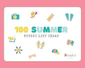 100 Summer Bucket List Ideas For Kids, Kids Printable, Summer Printables, Summer Crafts, Children's Printable, Kids Crafts