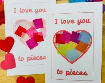 I Love You To Pieces Valentine, Valentine Craft,  Preschool Valentine, Valentine Card, Kids Valentine, Valentine Favor, Valentine Printable,
