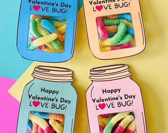 Love Bug Valentine Card: Kids Printable Favor (Digital Download)