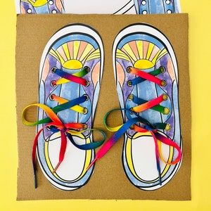 Shoelace Tying Children&#39;s Learning Printable - Kids Printable, Preschool Printables, Homeschool Activity, Digital Download, Tying Shoes