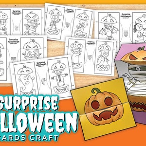 Cartões surpresa de Halloween, arte de Halloween, arte infantil, imprimíveis de Halloween, artesanato de Halloween para impressão, cartões de Halloween, artesanato de Halloween